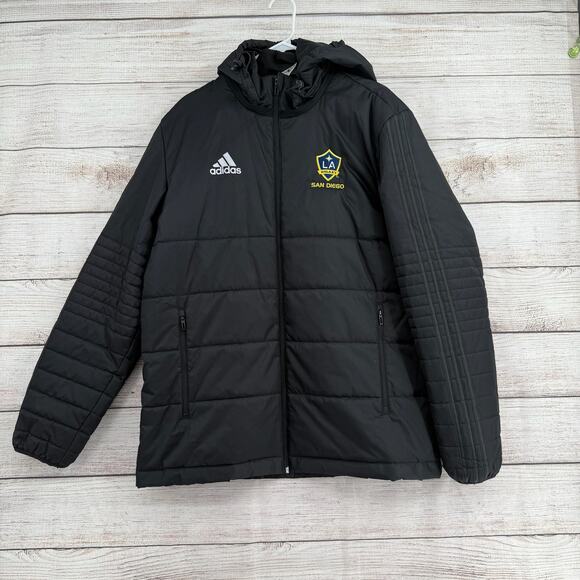 Adidas Tiro 17 LA Galaxy San Diego Winter Jacket Adult Large Black Puffer - Picture 1 of 12